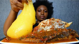 Cook and Eat With Me delicious spicy tilapia fish pepper soup with starch fufu [upl. by Tubb]