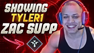 SHOWING TYLER1 ZAC SUPPORT Scrims vs Yassuo [upl. by Ahilam914]