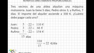 16  Problemas de repartos directamente proporcionales [upl. by Suzann]