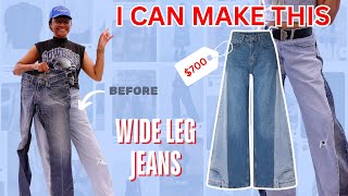 Your Old Jeans are Worth 700  Easy DIY Wide Leg Jeans [upl. by Nbi]