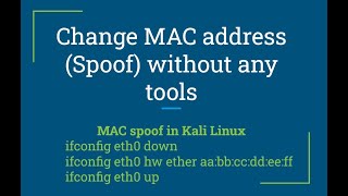 Change MAC Address MAC spoof without any tools in Kali  Hands on Lab 5 Minutes  Cyber Security [upl. by Garwin721]