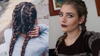 Como Hacer Dos trenzas de raíz a los lados Trenzas cosida invertida [upl. by Alison178]