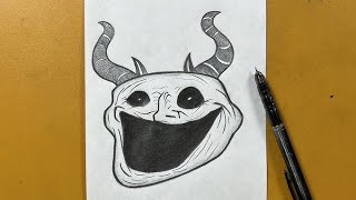 How to draw scary trool face stepbystep  creepy drawing tutorial [upl. by Alleunam]