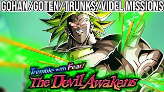 ALL CHARACTER MISSIONS  Tremble With Fear The Devil Awakens Stage 2 Gohan Goten Trunks Videl [upl. by Sirois]