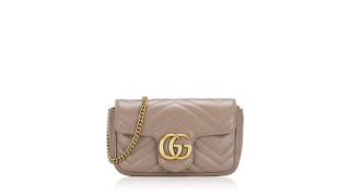 Gucci Calfskin Matelasse GG Marmont Super Mini Flap Shoulder Bag Porcelain Rose [upl. by Hedwiga199]