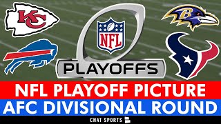 NFL Playoff Picture Schedule Bracket Matchups DatesTimes For 2024 Divisional Round  AFC [upl. by Lynnette]