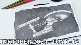 Inktober 2024 day 6 12  Sketching with homemade oak gall ink Star Trek Enterprise [upl. by Anahgem760]