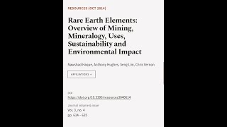 Rare Earth Elements Overview of Mining Mineralogy Uses Sustainability and Environ  RTCLTV [upl. by Nussbaum]