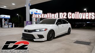 INSTALLING D2 COILOVERS ON THE 2022 HONDA CIVIC Si   11th Generation [upl. by Eiramanit]