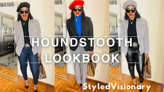 How To Style Houndstooth Blazer Pants Hat amp Shoes LOOKBOOK 8 OUTFIT IDEAS houndstooth [upl. by Gianina]