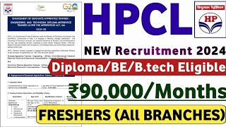 HPCL New Vacancy 2024  HPCL Recruitment 2024  Permanent Govt jobs  Technical Government Job Study [upl. by Blount]