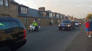 President Donald Trumps Motorcade passing through Maybole Ayrshire in Scotland on 13th July 2018 [upl. by Airdnaid]