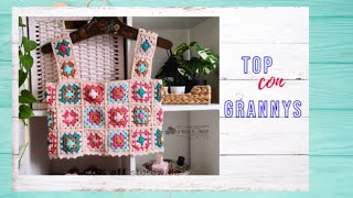 Como hacer un TOP diferentes tallas con GRANNYS  La Magia del Crochet  Denice [upl. by Hgielrebma]