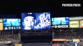 Video Andrew Miller blatantly steals Glen Perkins entrance song Yankees MNTwins [upl. by Assirralc58]