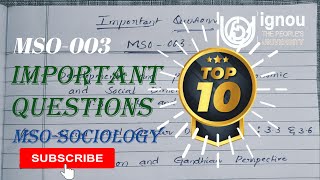 MSO003  IMPORTANT QUESTIONS TOP10  IGNOU  SOCIOLOGY explanation mso ignouexampaper [upl. by Irvin142]