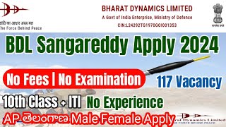 BDL Bhanur Apprentice 2024 Apply Online TeluguBharat Dynamics Limited Bhanur Sangareddy Apply 2024 [upl. by Laina]