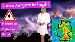 Unwetterwarnung Gewitterfront donnert über Deutschland Nächste Woche HitzeAlarm Dann Blitze [upl. by Rollet]