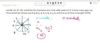 Let AB CD EF GH and JK be five diameters of a circle with center at O In how many ways CAT 2017 [upl. by Jessika632]