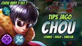 CARA MAIN CHOU BUFF  BUILD amp EMBLEM CHOU TERSAKIT 2024   CHOU EXP LANE GAMEPLAY [upl. by Ahseekat]