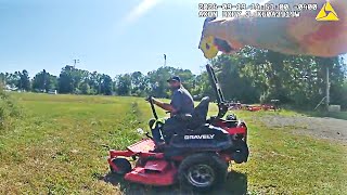 Man Fleeing on Lawnmower Pulls Gun Shoots Own Hand After Taser Hit [upl. by Lazar699]