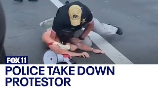 Police take down protestor approaching POTUS motorcade at Summit of the Americas [upl. by Murton741]