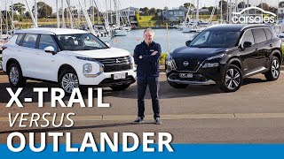 2023 Mitsubishi Outlander PHEV v Nissan XTRAIL ePOWER Comparison  Electrified midsize SUV battle [upl. by Renwick118]