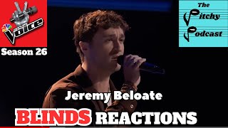 Jeremy Beloate Blind Auditions Reaction from Season 26 of NBCs The Voice [upl. by Carlin]