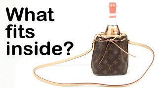 What Fits Inside Louis Vuitton Nano Noe Monogram Canvas Handbag [upl. by Haran]