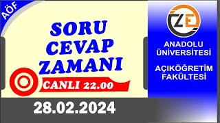 AÖF 28 02 2024 Canlı  Ara Sınava Son 23 Gün  Sorularınız [upl. by Jessabell]