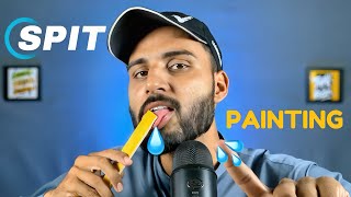 ASMR Spit Painting Slow amp Gentle 2 different Object asmrspitpainting asmr asmrvideo [upl. by Durer873]