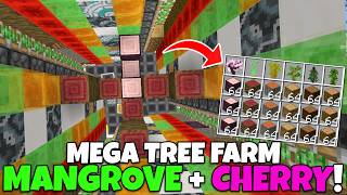 MEGA TREE FARM Tutorial Mangrove  Cherry 8 Type Universal Tree Farm Minecraft Bedrock MCPE [upl. by Turne978]