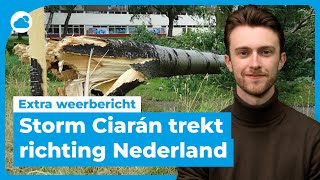 Extra weerbericht storm Ciarán zet koers richting Nederland  Code Oranje [upl. by Idou]