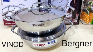 VINOD Vs Bergner extra deep Triply Kadai Review India’s No 1 Steel Kadai 🛍 [upl. by Natiha681]