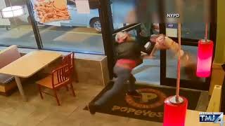 Woman smashes window at Popeyes after she finds out meal doesnt come with drink [upl. by Enyleuqcaj]