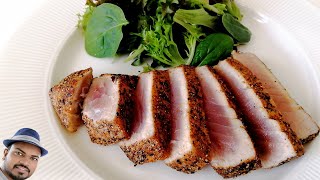 Seared Black Pepper Crusted Ahi Tuna Steak  Best enjoyed mediumrare like any great steak recipe [upl. by Bosson]