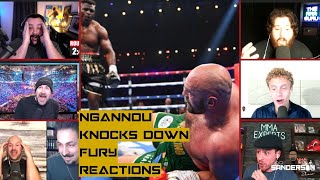 FRANCIS NGANNOU KNOCKS DOWN TYSON FURY  REACTIONS COMPILATION [upl. by Benco]