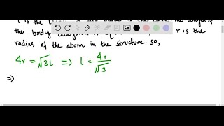 Tungsten has a bodycentered cubic crystal structure Using a metallic radius of 139 pm fo… [upl. by Zitah]