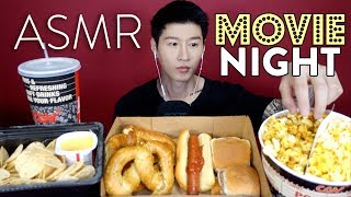 ASMR MOVIE NIGHT MUKBANG Popcorn Nachos Pretzels  more No Talking Crunchy  Chewy Eating Sound [upl. by Billen]