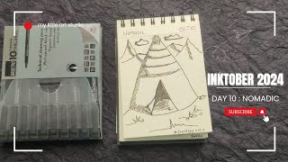 Inktober 2024 Day 10 NOMADIC  FreeSpirited Traveler Ink Drawing inktober2024 drawing inkdraw [upl. by Yeffej]