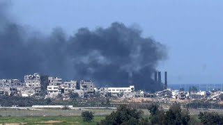 Smoke rises over southern Gaza as seen from Israel  AFP [upl. by Ethben]