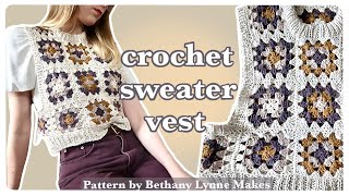 Lets Crochet the Agnes Sweater Vest free pattern by Bethany Lynne Makes [upl. by Skyla]