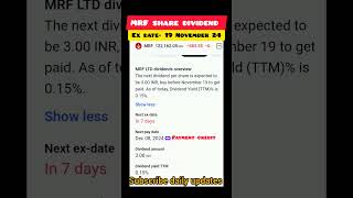 MRF share dividend all updates November 24 dividendpayout [upl. by Nnahs245]