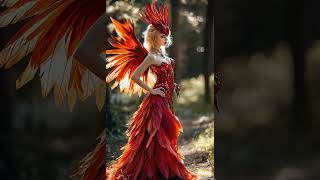 This woman merged with a red peacock on AGT americagottalent agt magic ai runwayshow dance [upl. by Ahsatniuq310]