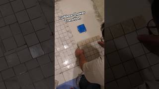 Curbless shower transition tip diy tiles howtotile shorts curbless [upl. by Dolan]