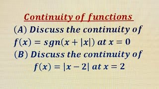 Continuity and discontinuity of functions Two important problems [upl. by Cathi589]