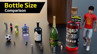 Bottle Size Comparison  wine bottle  water bottle  worlds largest bottle [upl. by Bhayani]