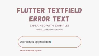 Flutter Textfield Error Text  Flutter Tutorial  Flutter For Beginners [upl. by Strohben864]