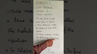 Linear Equation solution Mathformulashorts2024 Linear Equation chapter shorts [upl. by Papke]