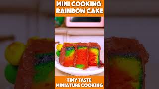 Mini Cooking Rainbow Cake  Tiny taste miniatures shorts [upl. by Ceporah]