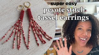 Peyote Stitch Seed Bead Tassel Earrings Easy Beginner Beading Tutorial [upl. by Nasya]